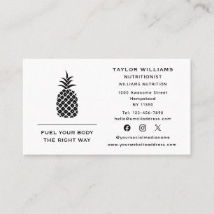 Carte De Visite Nutritionniste Fruit Tropical Ananas Réseaux Socia