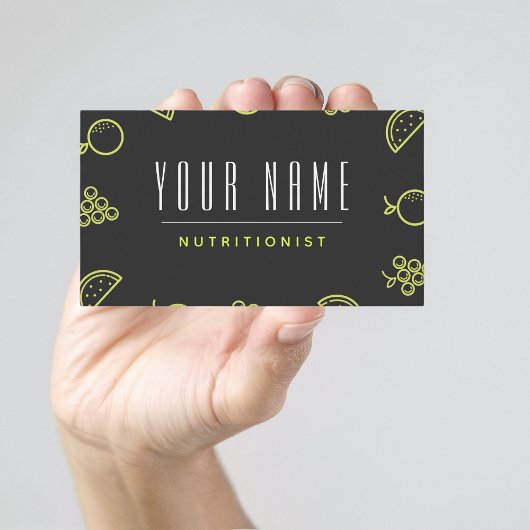 Carte De Visite Nutritionniste Neon Food Motif Simple Minimal Grey