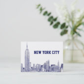 Carte De Visite NYC Skyline Etched 01 Blue (Debout devant)