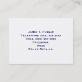 Carte De Visite NYC Skyline Etched 01 Blue (Dos)