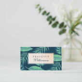 Carte De Visite Oasis tropicale aquarelle Palme Feuille et feuilla (Debout devant)
