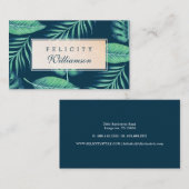 Carte De Visite Oasis tropicale aquarelle Palme Feuille et feuilla (Devant / Derrière)