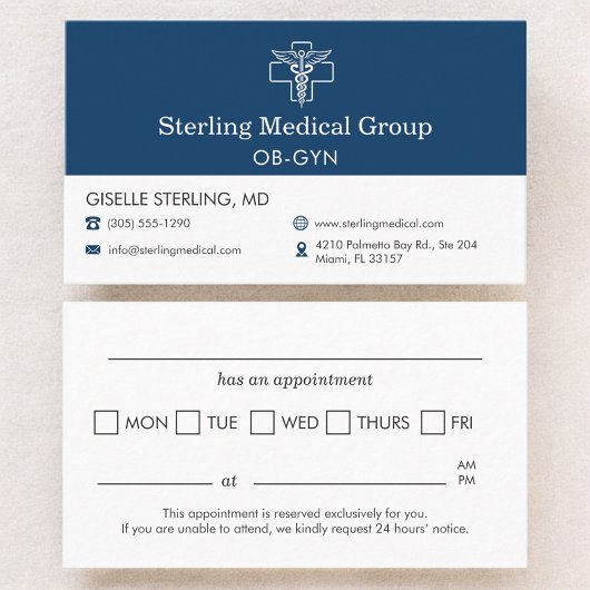 Carte De Visite OB-GYN Doctor Office Appointment