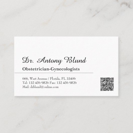 Carte De Visite OBGYN Obstétricien Gynécologues Médecin (Devant)