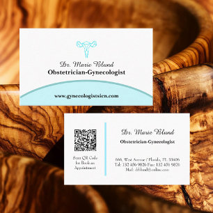 Carte De Visite OBGYN Turquoise moderne élégant avec code QR