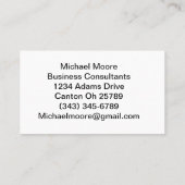 Carte De Visite Objectifs du consultant (Dos)