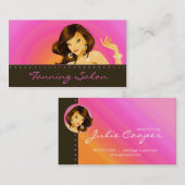 Carte De Visite Obscurité orange rose de bronzage de femme de (Devant / Derrière)