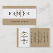 Carte De Visite Obscurité résidentielle Tan de monogramme (Devant / Derrière)