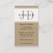 Carte De Visite Obscurité résidentielle Tan de monogramme (Dos)