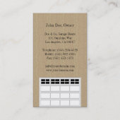 Carte De Visite Obscurité Tan de Garage Door Company (Dos)