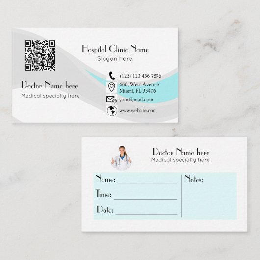 Carte De Visite Obstétricien gynécologue OBGYN code QR moderne Bus (Devant / Derrière)