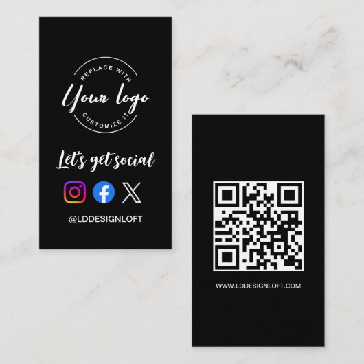 Carte De Visite Obtenons des médias sociaux QR code site Web Perso (Devant / Derrière)
