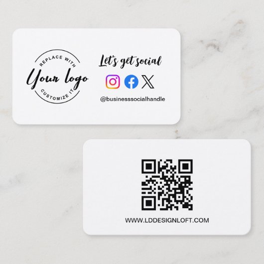 Carte De Visite Obtenons des médias sociaux QR code site Web Perso (Devant / Derrière)