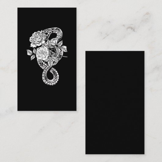 Carte De Visite Occulte Serpent Rose Wicca Goth Witchcraft (Devant / Derrière)