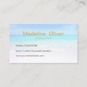 Carte De Visite Ocean Beach Aqua Blue Sea Travel Modern Gold (Dos)
