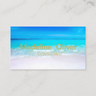 Carte De Visite Ocean Beach Aqua Blue Sea Travel Modern Gold