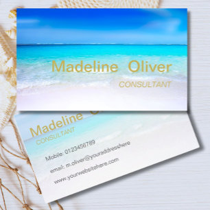 Carte De Visite Ocean Beach Aqua Blue Sea Travel Modern Gold
