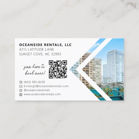 Carte De Visite Ocean / Beach Rental Property Manager Code QR (Dos)