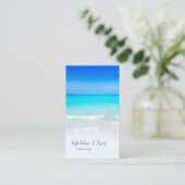 Carte De Visite Ocean Beach Sea QR Code Voyage Spa Aqua Blue (Debout devant)