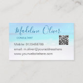 Carte De Visite Ocean Beach Sea QR Code Voyage Spa Aqua Blue (Dos)