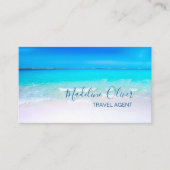 Carte De Visite Ocean Beach Sea Travel Agent Bleu élégant (Devant)