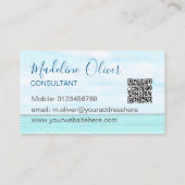 Carte De Visite Ocean Beach Sea Travel QR Code Aqua Blue élégant (Dos)