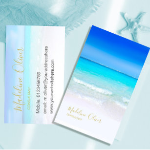 Carte De Visite Ocean Beach Sea Travel Spa Blue Gold Style