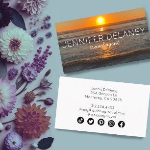 Carte De Visite Ocean Beach Waves Sunset Nature Photo Voyage