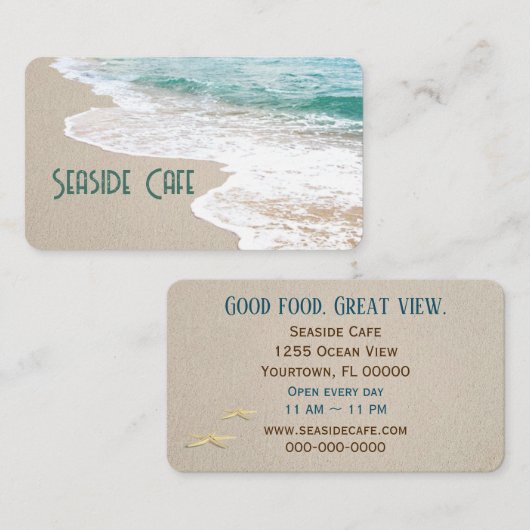 Carte De Visite Ocean Beach With Surf (Devant / Derrière)