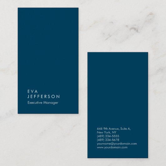 Carte De Visite Océan bleu élégant et moderne (Devant / Derrière)