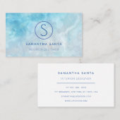 Carte De Visite Océan bleu marbré (Devant / Derrière)