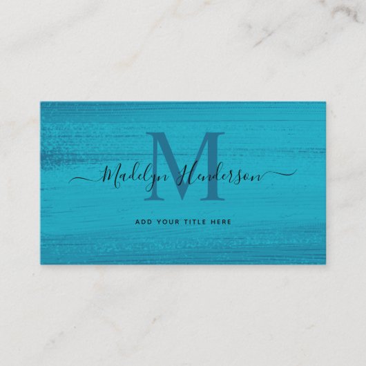 Carte De Visite Ocean Blue Brush Strots Moderne Brush QR Code (Devant)