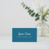 Carte De Visite Ocean Blue | Écriture rétro avec QR Code (Debout devant)