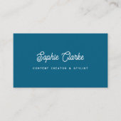Carte De Visite Ocean Blue | Écriture rétro avec QR Code (Devant)