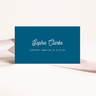Carte De Visite Ocean Blue Écriture rétro avec QR Code