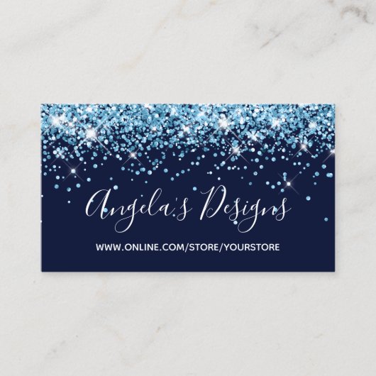 Carte De Visite Ocean Blue Glitter Navy Online Store (Devant)