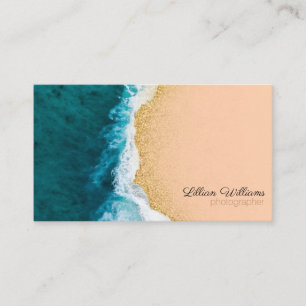 Carte De Visite Océan Nautique Vagues Turquoises Gold Parties scin