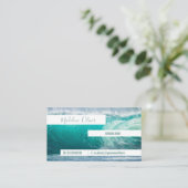 Carte De Visite Ocean Sea Blue Waves Beach Aqua Modern White (Debout devant)