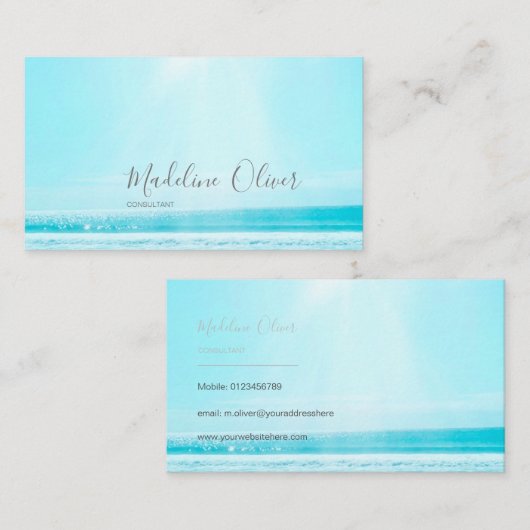 Carte De Visite Ocean Sea Travel Blue Silver Modern Professional (Devant / Derrière)