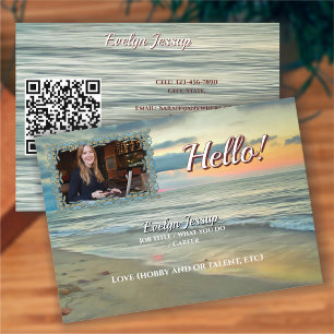 Carte de visite Ocean Sunset 0735 QR Code Hello