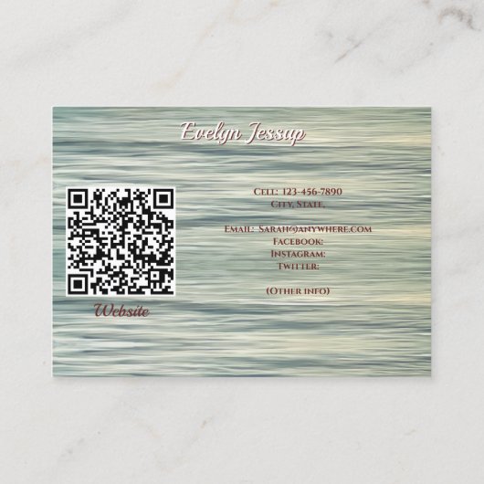 Carte De Visite Ocean Sunset 0735 QR Code Hello Calling Card (Dos)