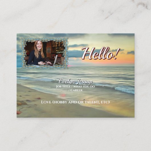 Carte De Visite Ocean Sunset 0735 QR Code Hello Calling Card (Devant)
