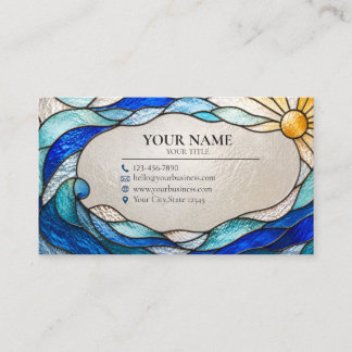 Carte De Visite Ocean Wave Sun Stained Glass Business Card