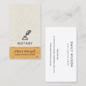 CARTE DE VISITE OCRE CÉRAMIQUE GLAZED SPECKLED FEATHER NIB (Devant / Derrière)