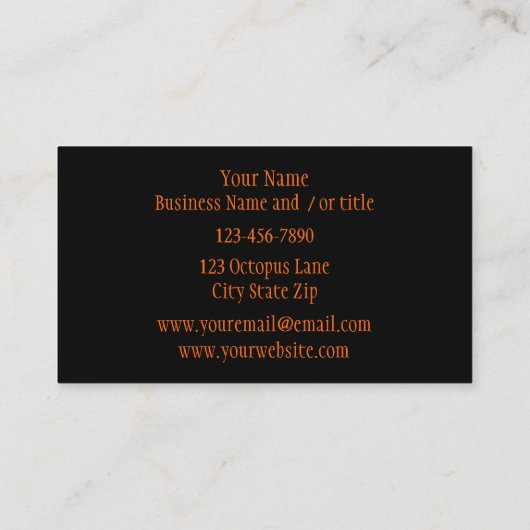 Carte De Visite Octopus Orange Mandalla Bleu (Dos)