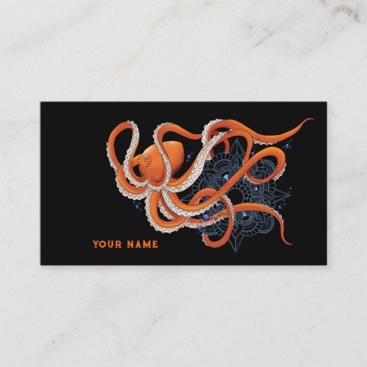 Carte De Visite Octopus Orange Mandalla Bleu (Devant)