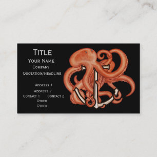 Carte De Visite Octopus orange sur l'Ancre