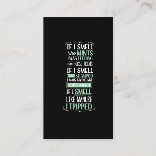 Carte De Visite Odeur de cheval Cheval Cheval Équitation Humour éq (Devant)