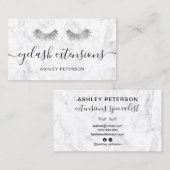 Carte De Visite Oeil argenté moderne marbre blanc à la mode (Devant / Derrière)