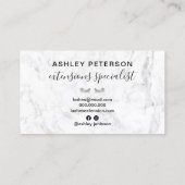 Carte De Visite Oeil argenté moderne marbre blanc à la mode (Dos)